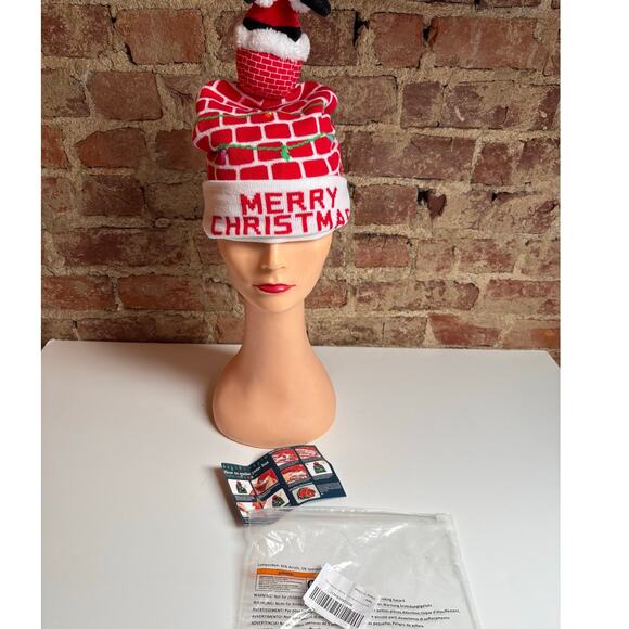 Ugly Christmas Sweater Hat Unisex LED Light-up Novelty Knitted Xmas Beanie Cap - Picture 2 of 5